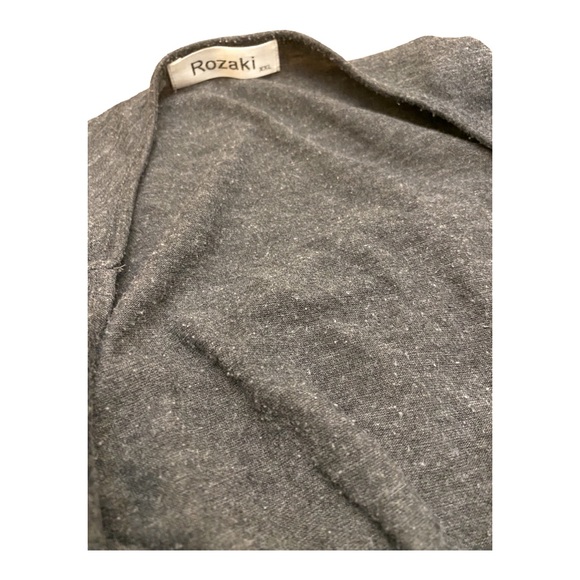 Rozaki Women’s Size XL Charcoal Gray & Plaid Pleated Short Sleeve Tunic Top - Picture 9 of 12